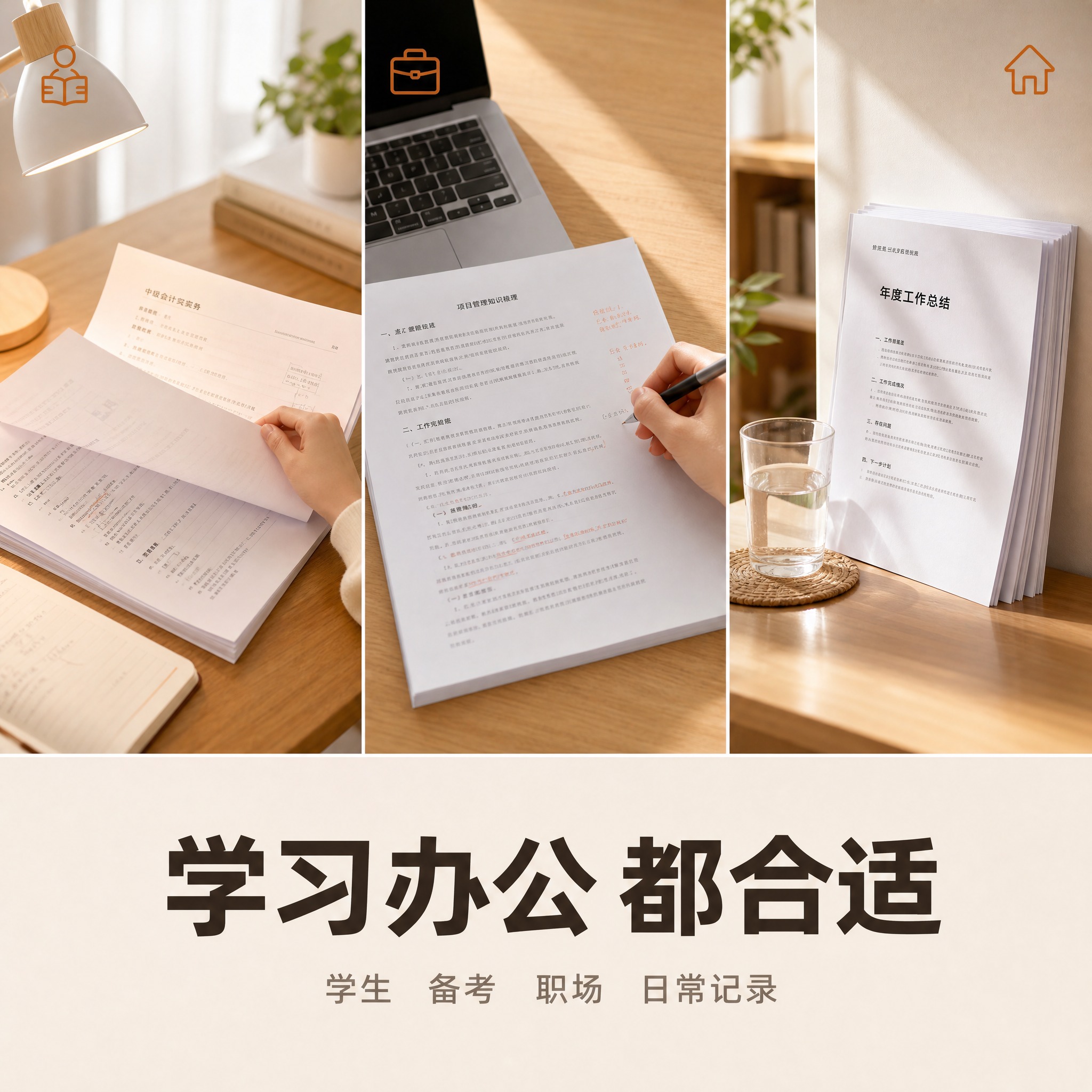 [主图-3] A4打印资料 适配人群图 说明学习办公都合适。… - 图片创意预览