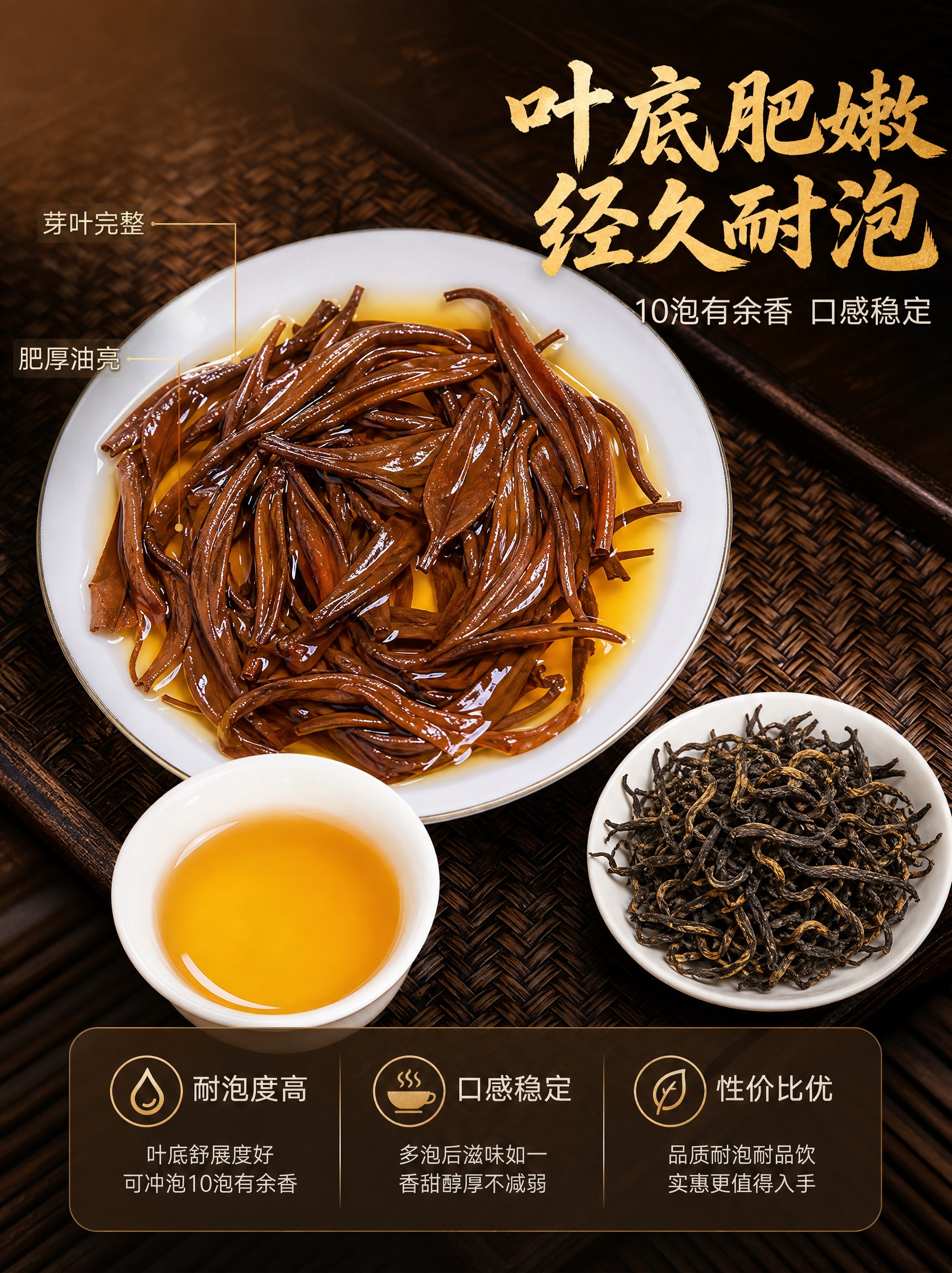 [商品] 使用【图6】糯香滇红金丝叶底图；保留叶底肥嫩完整、红… - 图片创意预览