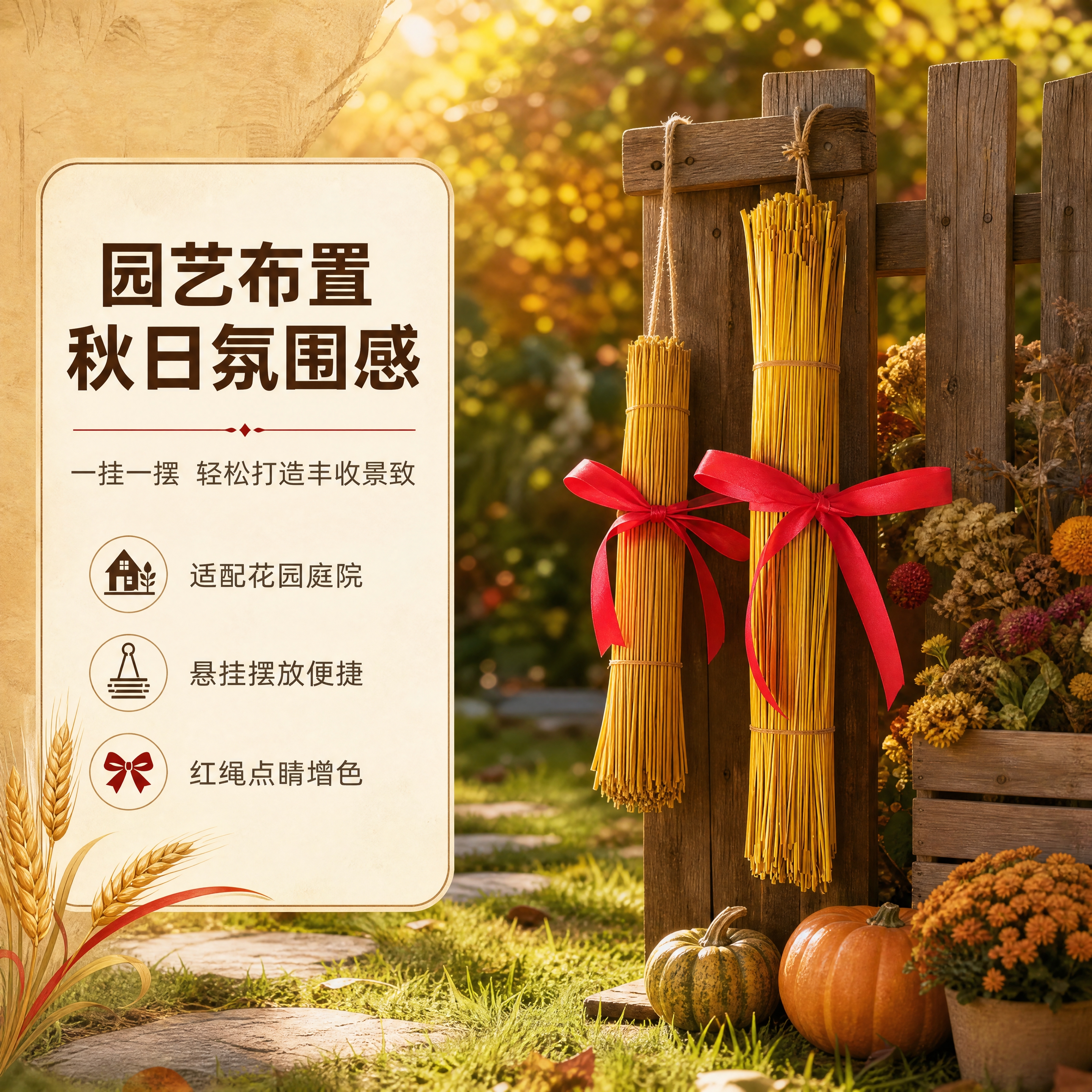 [商品] 使用【图2】两捆去尾稻草捆红绳装饰挂件（一大一小）；… - 图片创意预览