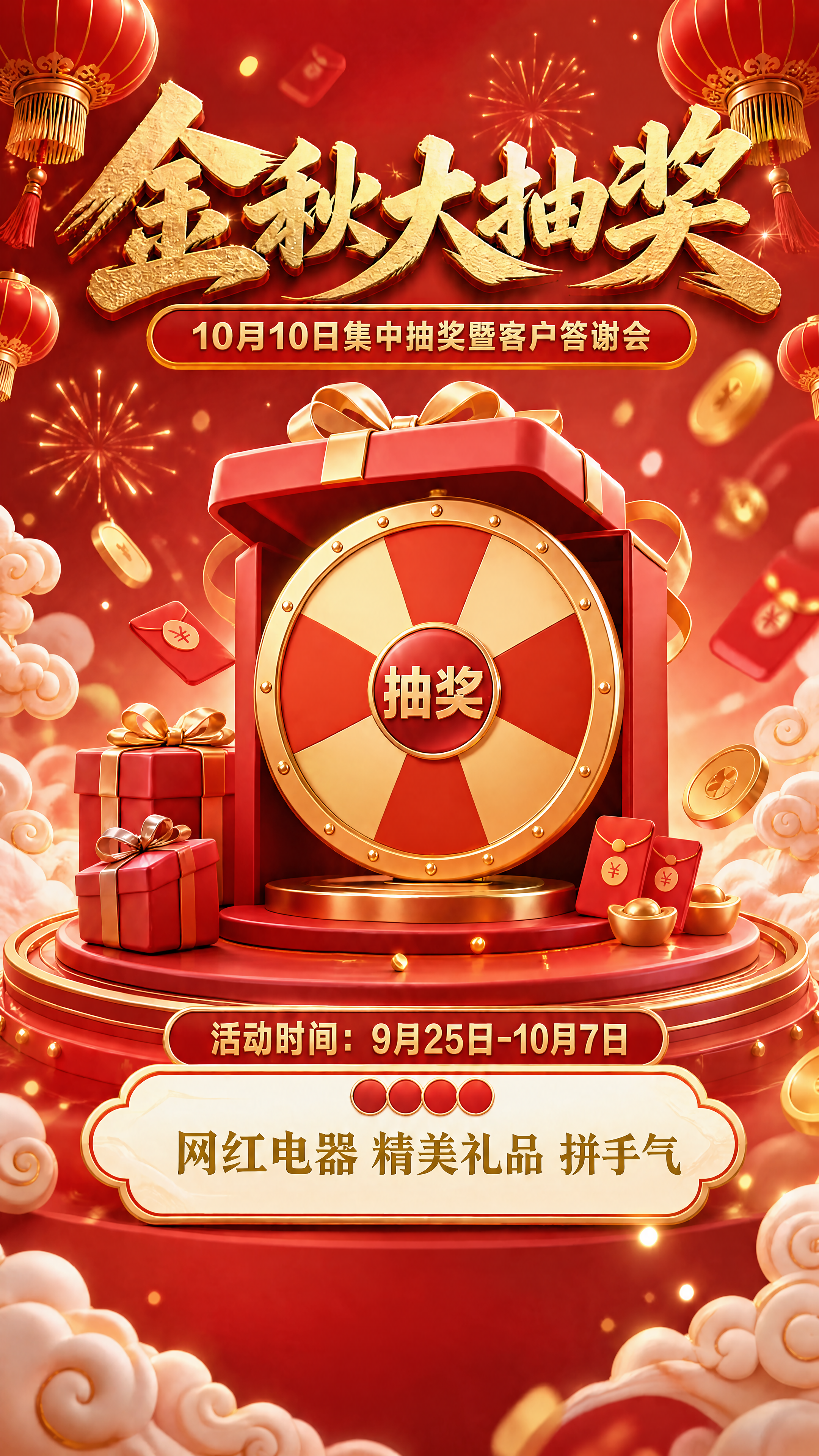去除底部二维码占位方块，将抽奖转盘上的所有实体物品图案（电饭煲… - 图片创意预览