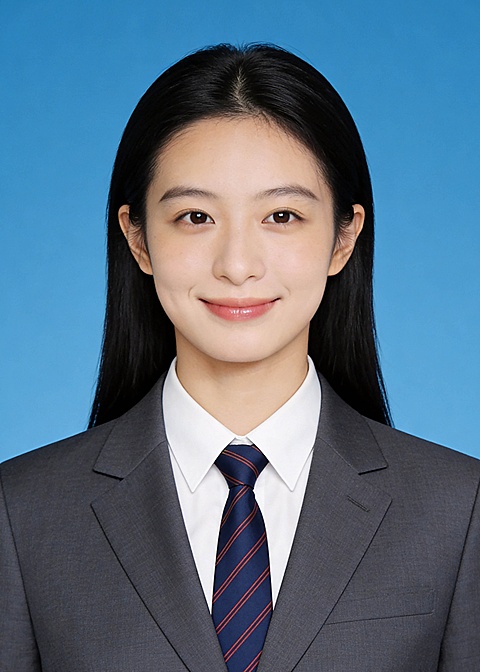 灰色西装蓝色领带学生女性证件照