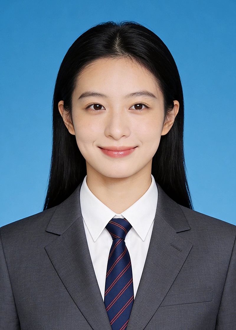 灰色西装蓝色领带学生女性证件照