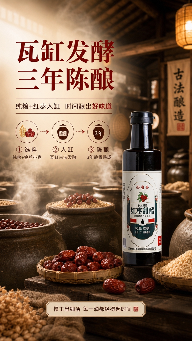 [商品] 使用【图1】西唐务红枣甜醋正面瓶身；保留黑色瓶体、标… - 图片创意预览