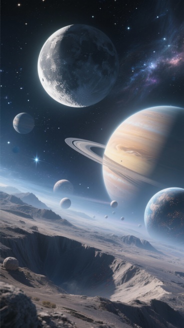 帮我生成50张关于月亮和星球的图片预览效果