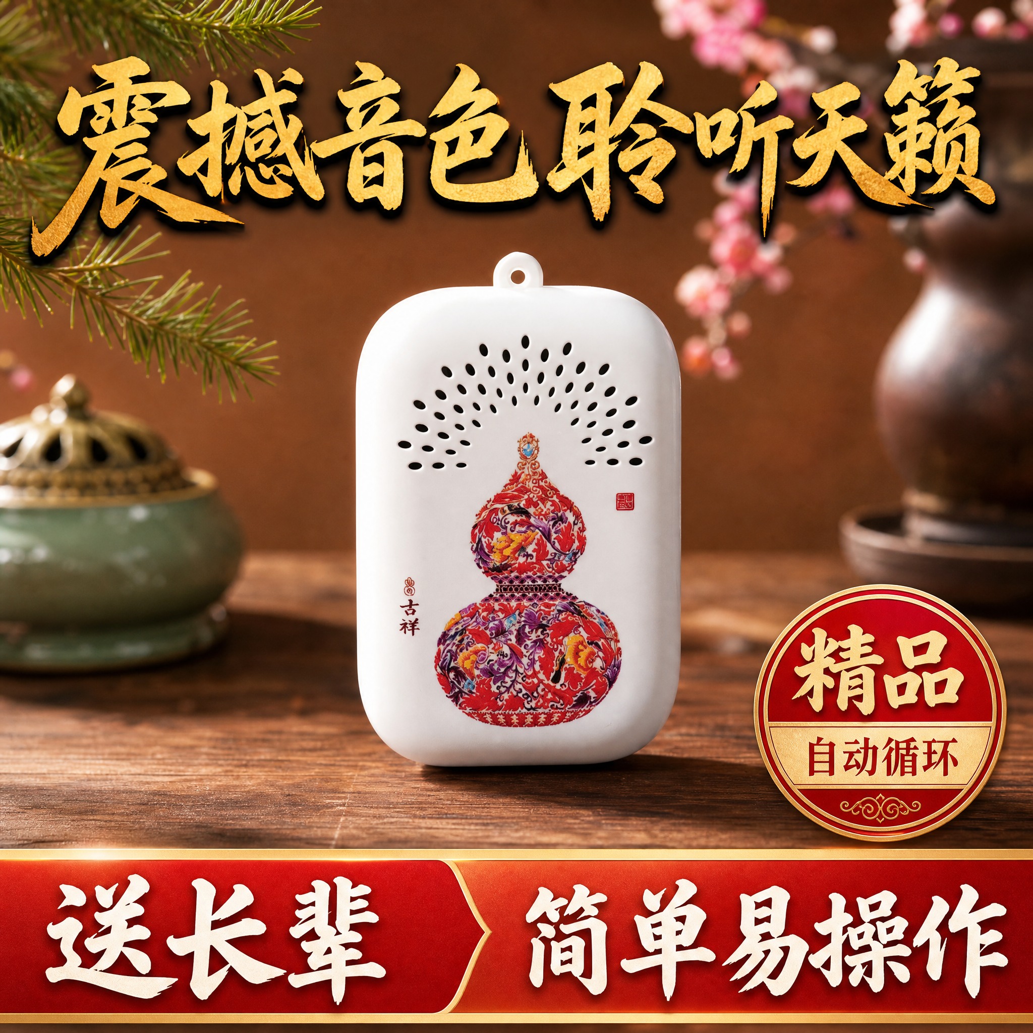 [单张主图] 葫芦图案便携念佛机播经机，拼多多爆款促销感主图，… - 图片创意预览
