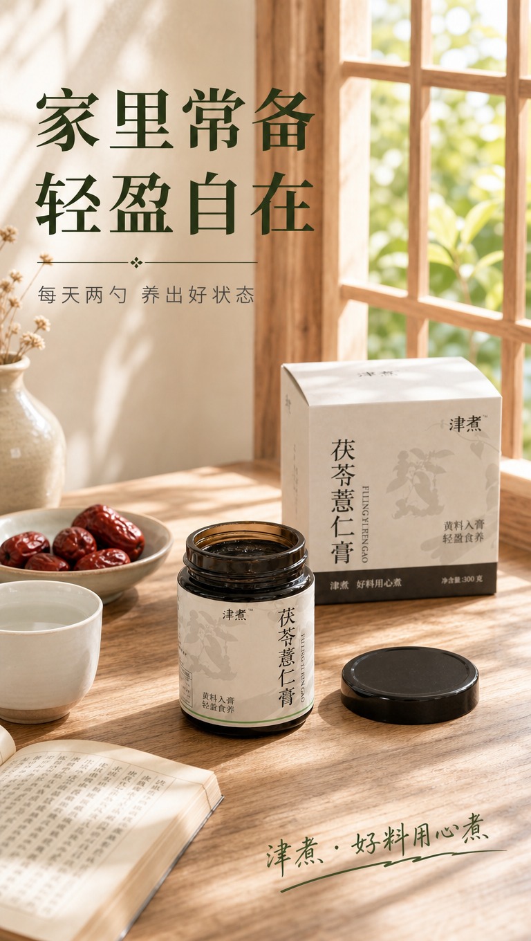 [商品] 使用【图4】津煮茯苓薏仁膏产品组合（膏罐+纸盒）；保… - 图片创意预览