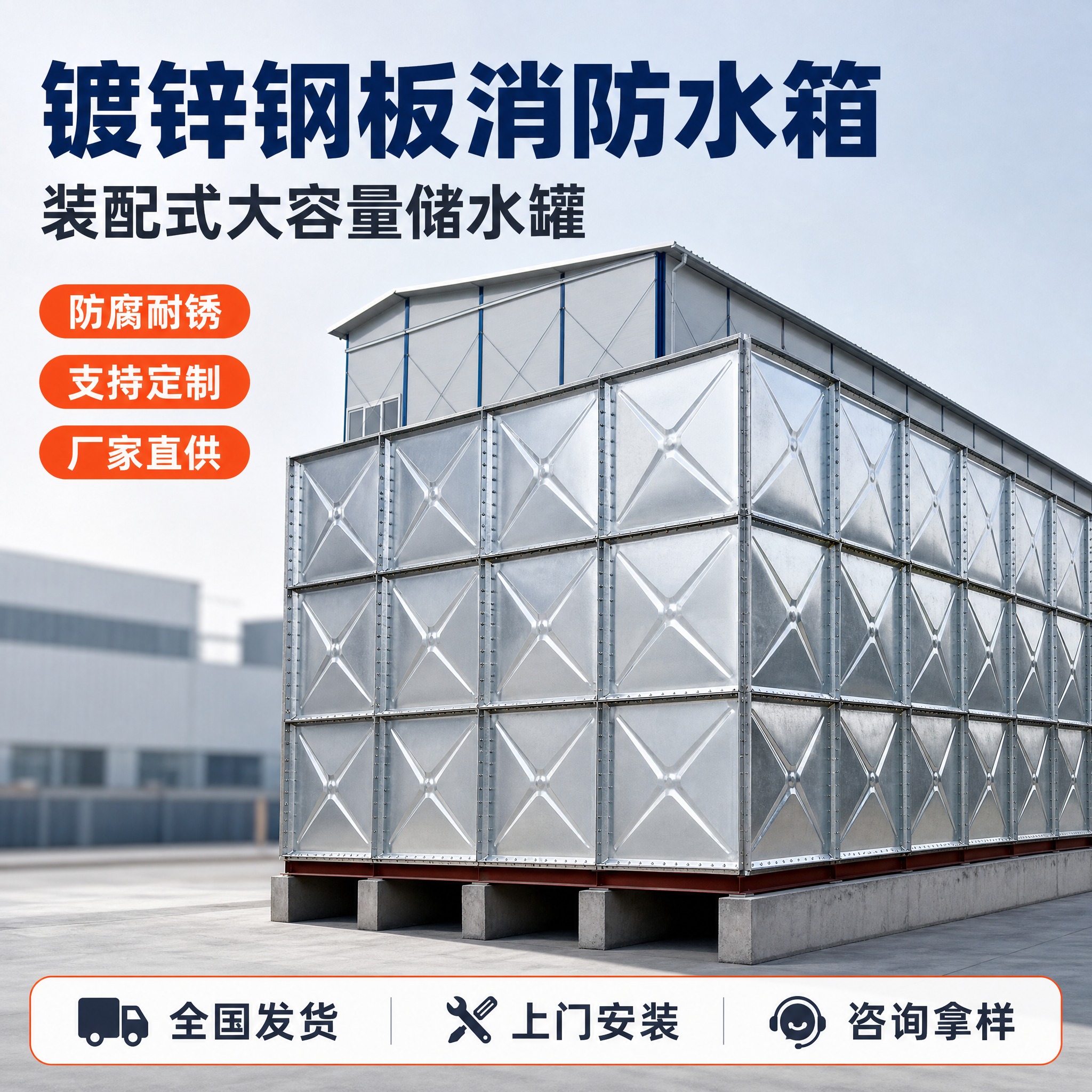 [主图-1] 首图点击率，主题：镀锌钢板装配式消防水箱 大容量… - 图片创意预览