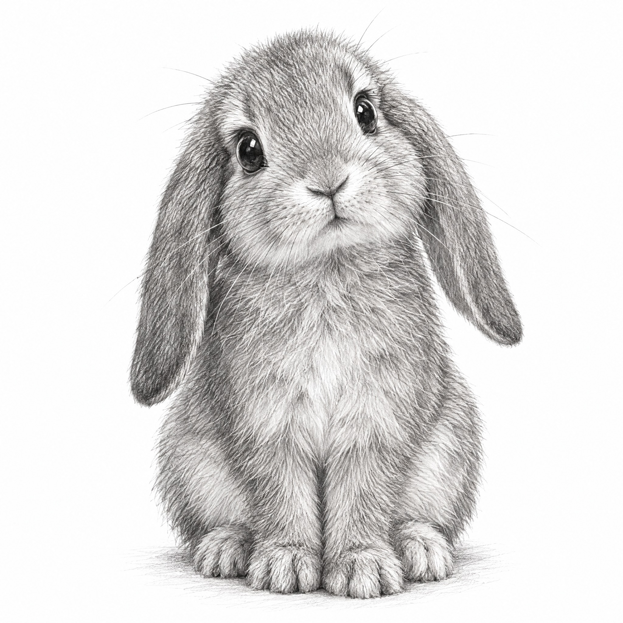 一只可爱的兔子素描画，铅笔手绘风格，细腻的线条勾勒出兔子柔软的… - 图片创意预览