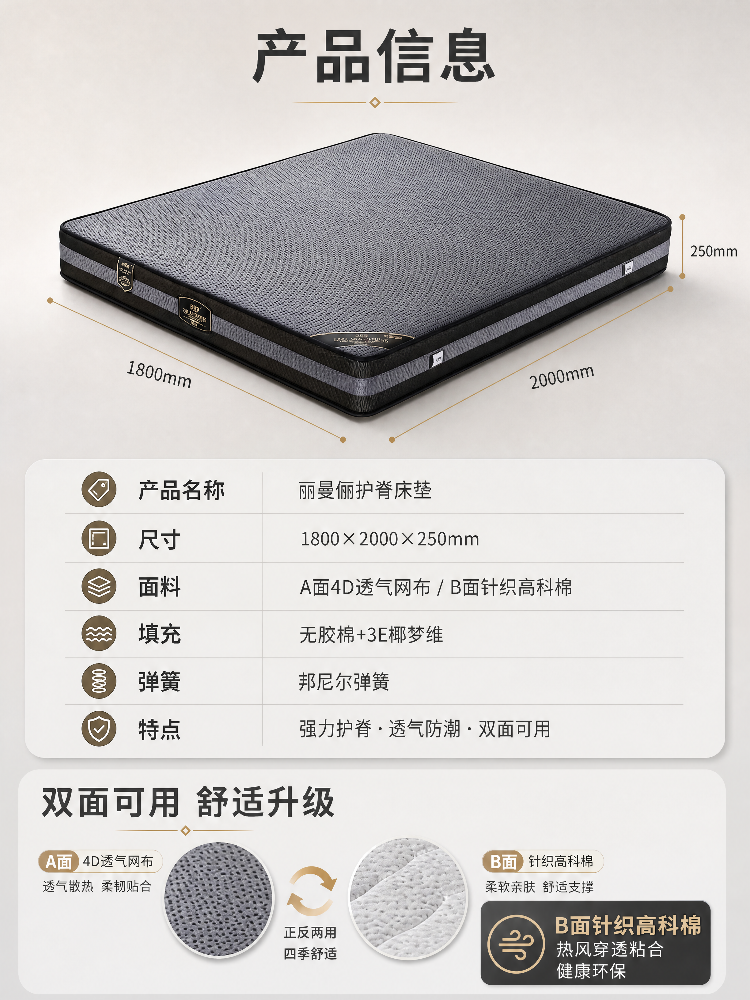 [商品] 使用【图1】丽曼俪深灰色床垫；保留床垫整体外观、深灰… - 图片创意预览