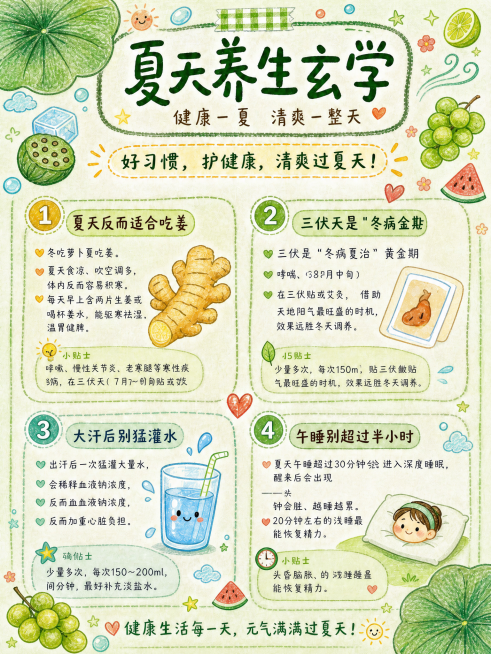 保持文案、布局、标题不变，将周围装饰贴画调整为更浓郁的绿色调，增强所有贴画的铅笔线条纹理质感，强化手绘感，保持淡绿整体水彩风格不变预览效果