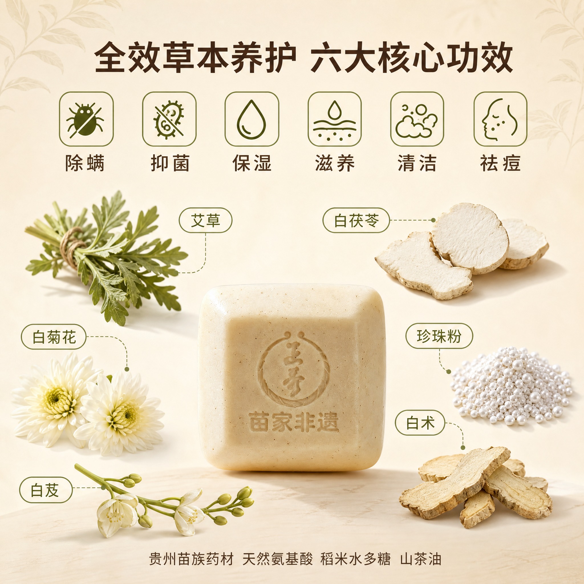 [主图-2] 核心功效与成分解析，展示六大功效与苗族草本成分。… - 图片创意预览