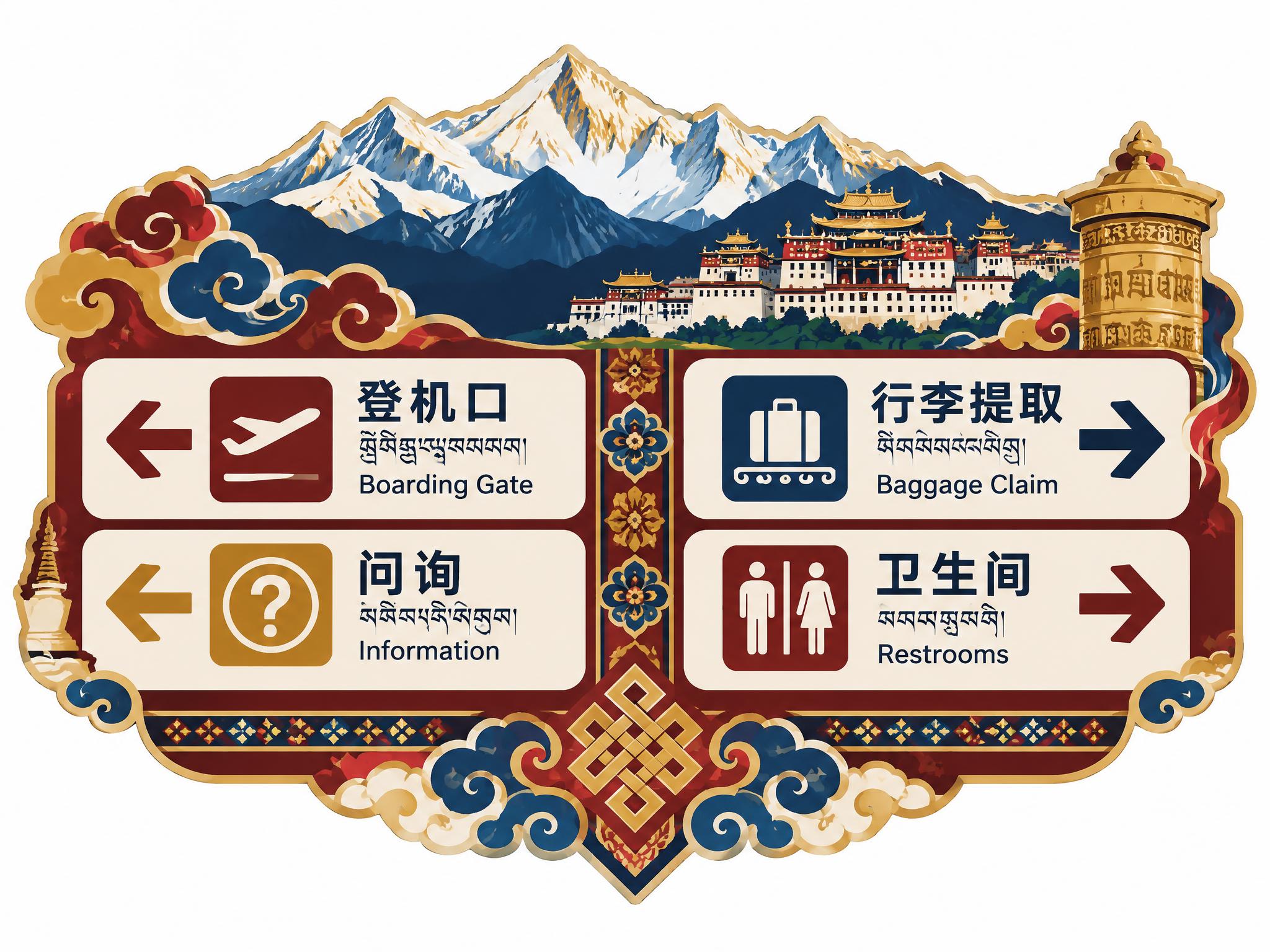 香格里拉特色机场服务牌制作平面图，A4尺寸，亚克力异形切割造型… - 图片创意预览
