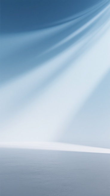 极简主义光影背景设计，以大面积柔和的浅蓝与白色渐变为主色调，顶部区域有形态自然的深蓝天光阴影投射，形成流动的线条感，下方为平滑的浅灰色地面，整体画面保持80%以上的留白空间，光线呈现从右上方向左下方倾斜的柔和光束效果，光影过渡自然细腻，色调统一和谐，营造出宁静、通透、轻盈的氛围，无任何文字或图案元素干扰。预览效果