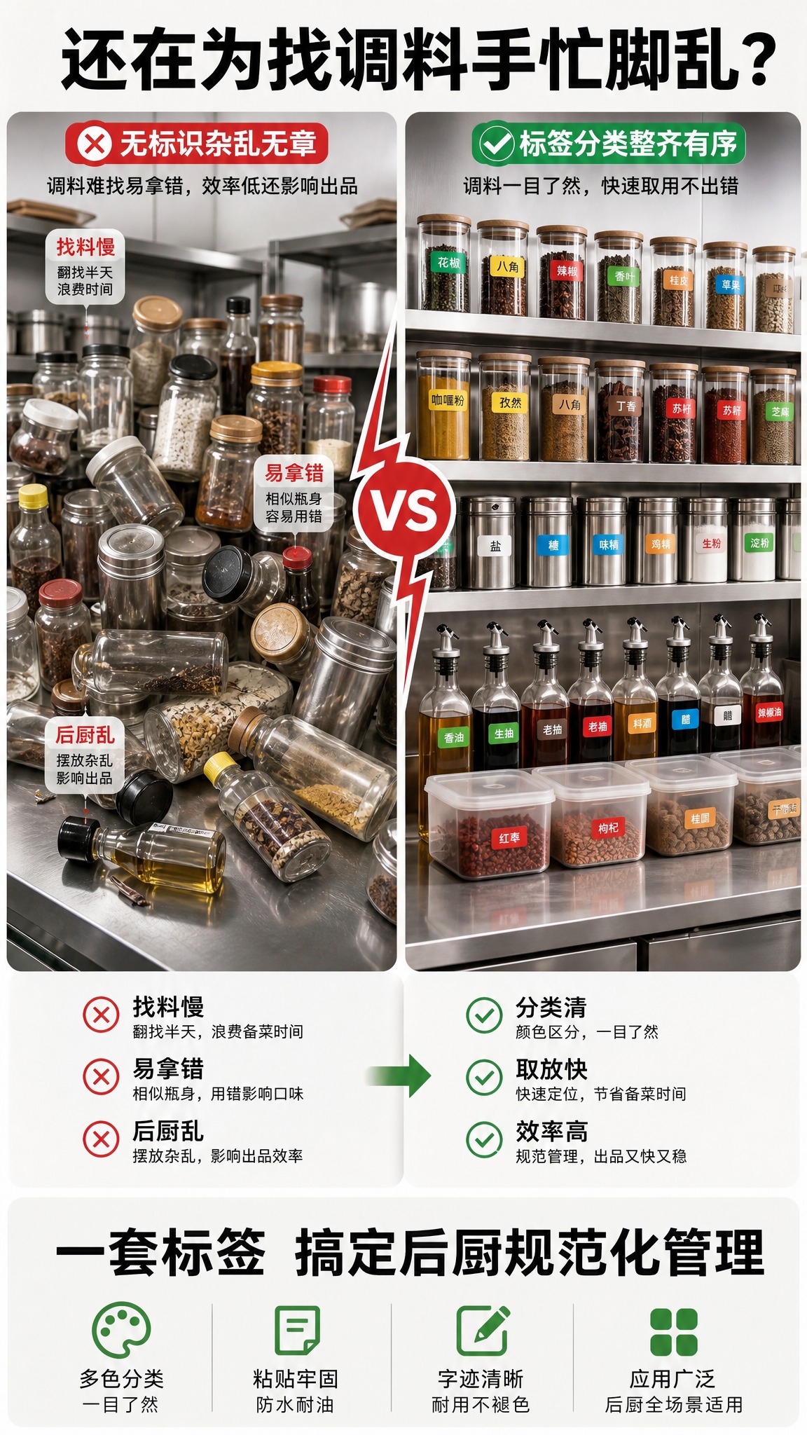 [商品] 使用【图1】餐厅调料标识标签套装；保留标签的多色分类… - 图片创意预览