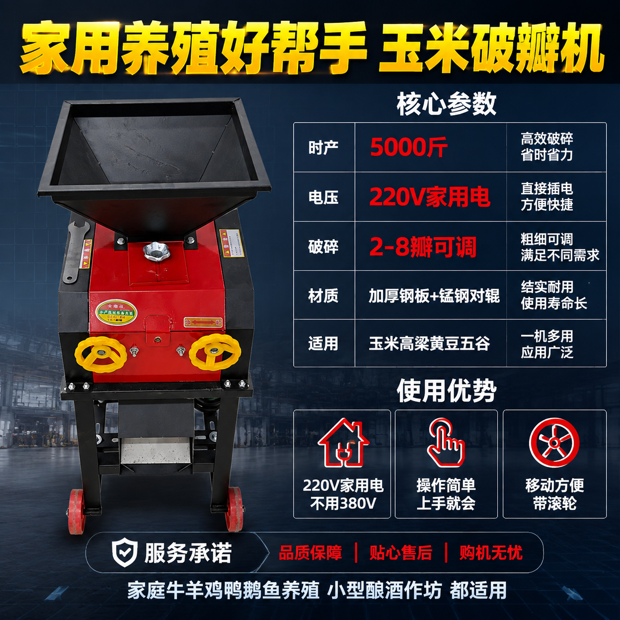 [主图-5] 家用养殖对辊式玉米破瓣机规格参数与使用优势总结图… - 图片创意预览