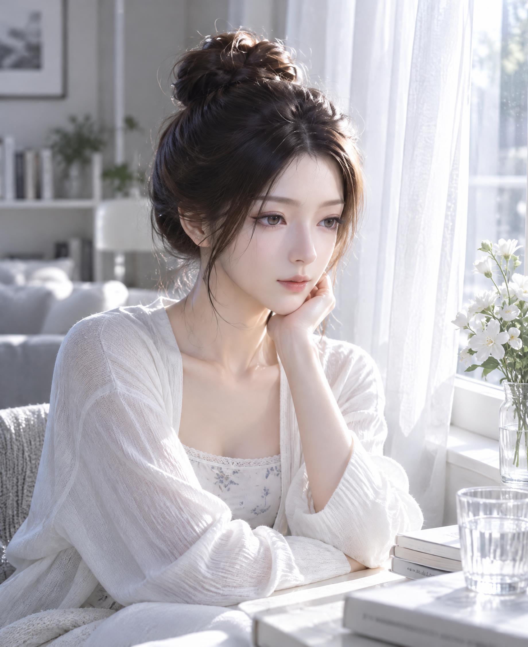 参考图中女子的面部特征，生成一张现代清新风格的写实人像照片。女… - 图片创意预览