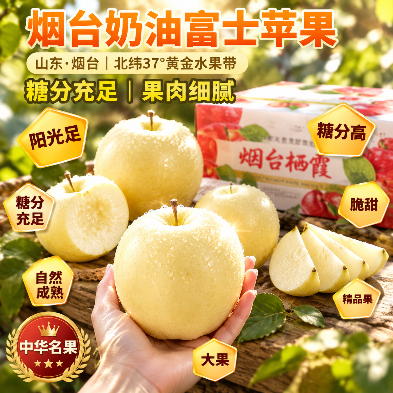 京东电商主图，800×800像素，1:1比例。背景为山东烟台栖… - 图片创意预览