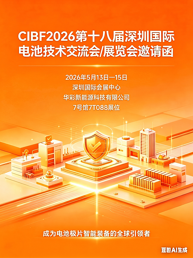 在保持原海报所有内容、风格、颜色不变的前提下，将四行文字“2026年5月13日—15日”、“深圳国际会展中心”、“华彩新能源科技有限公司”、“7号馆7T088展位”整体水平居中放置。其他内容保持完全不变。