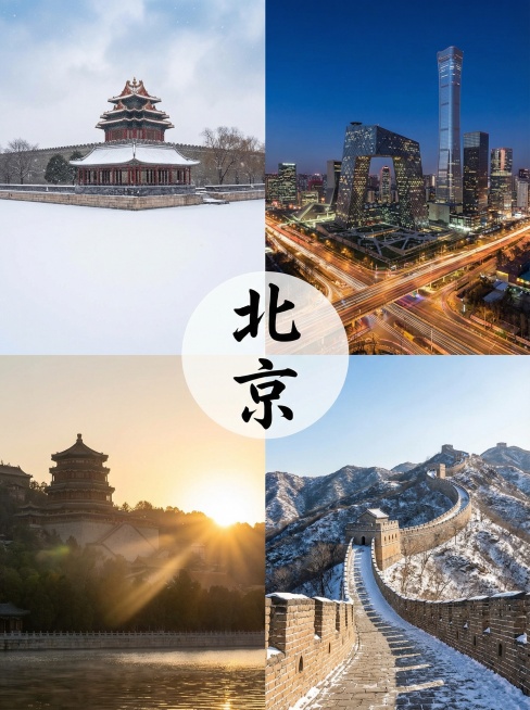 你的任务
帮我制作5份由地区特色景象结合出来的风景宣传照片，并在图片中心用文字标上主要地点（只要一个），宣传照片由当地景色的2张或者4张或者6张或者9张照片结合而成
#备注
要求图片写实，使用香蕉2预览效果