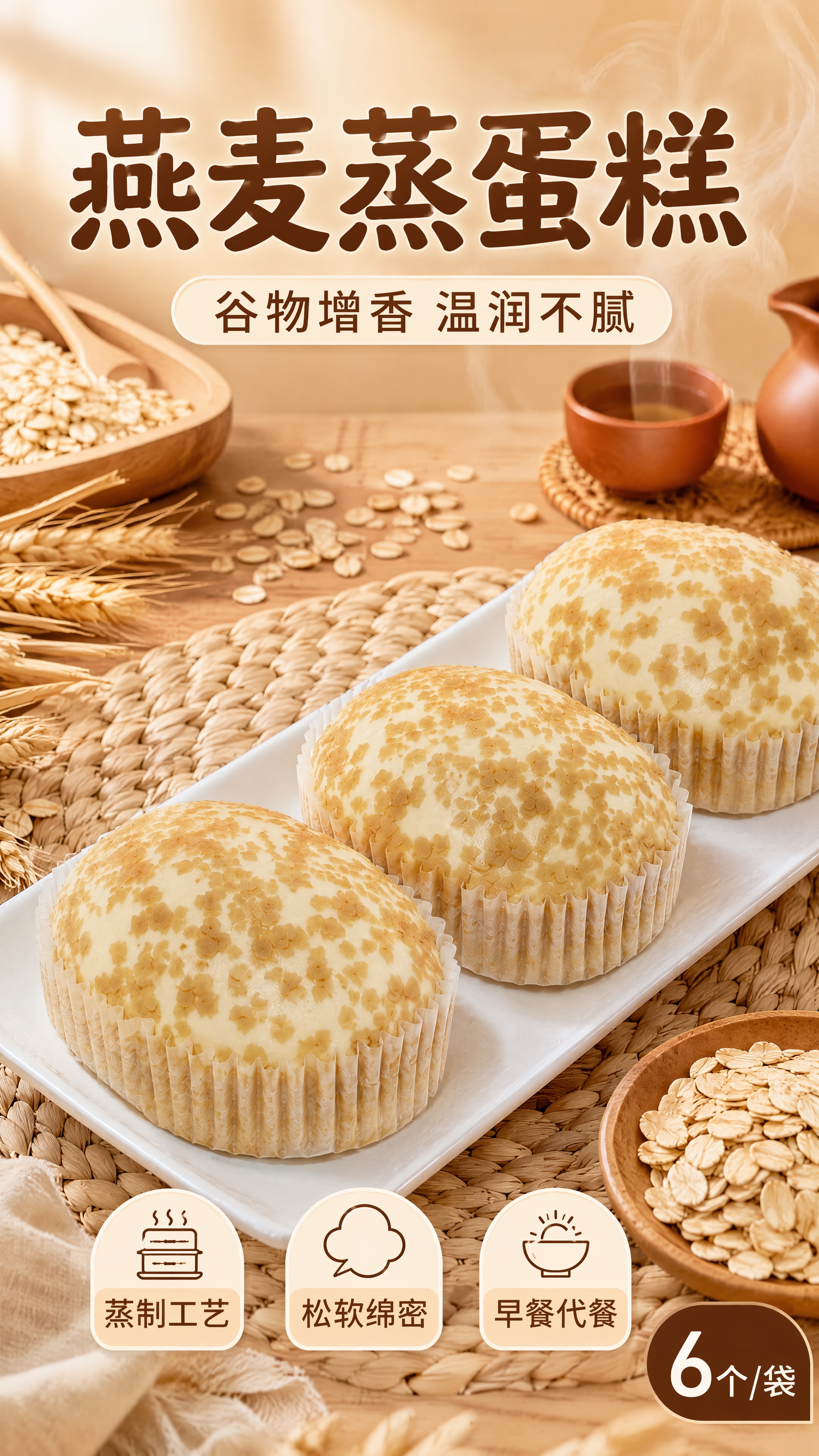 [第1张] 详情页头图-燕麦蒸蛋糕食欲氛围海报。本张使用【图1… - 图片创意预览