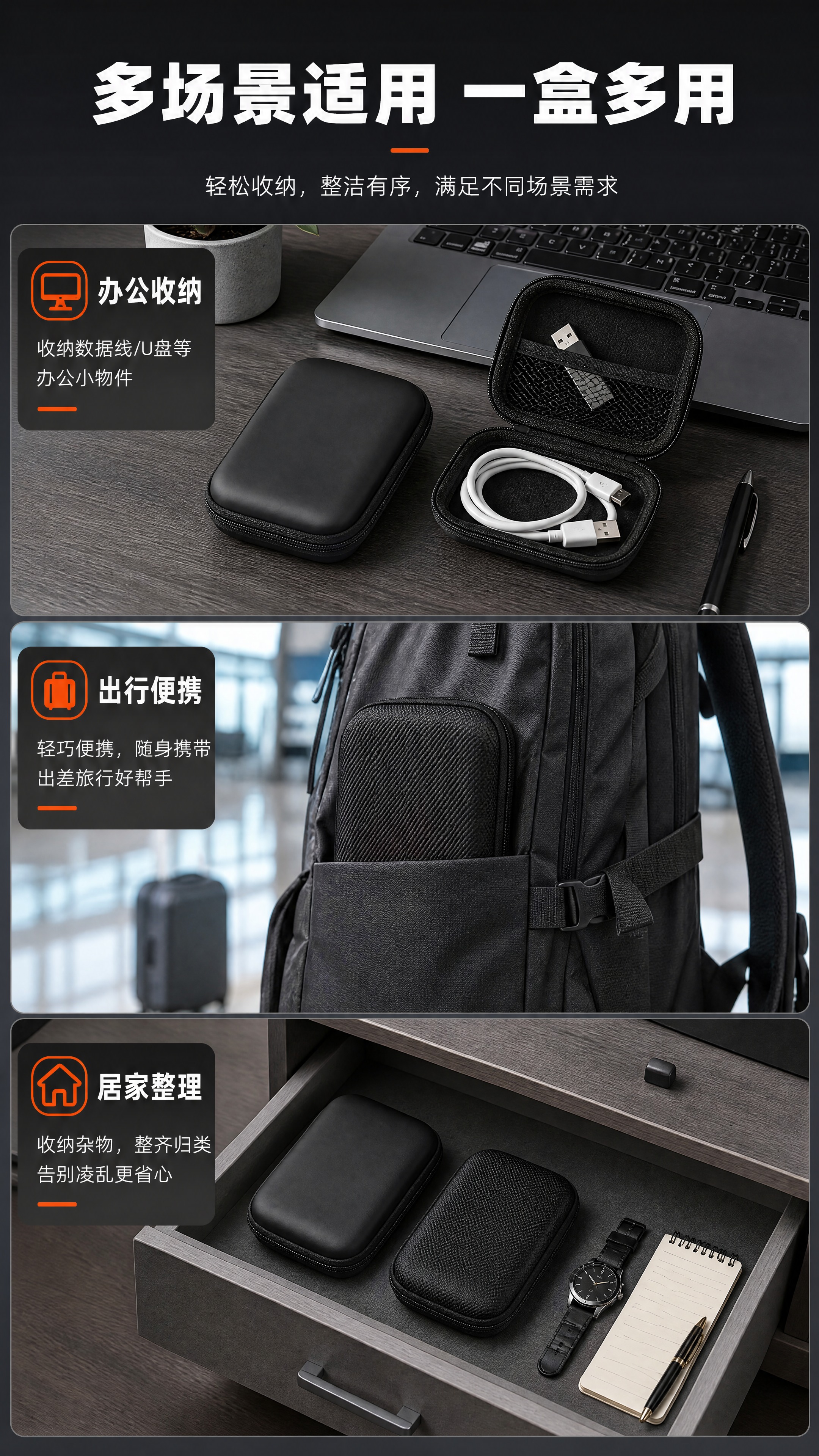 [商品] 使用【图1】黑色光面长方形收纳包 +【图4】牛津布纹… - 图片创意预览