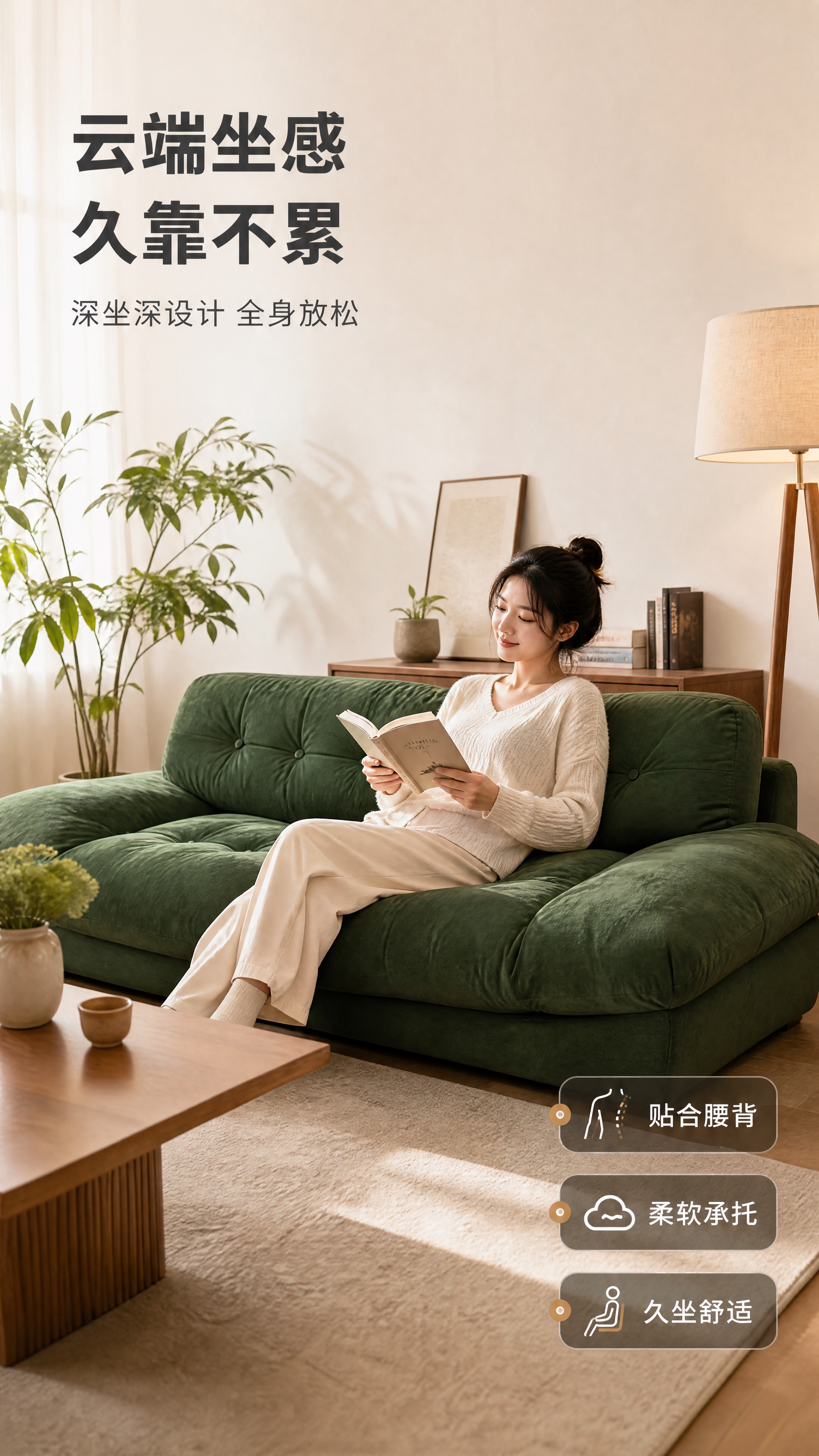 [商品] 使用【图1】墨绿色绒布模块化组合沙发；保留方正造型、… - 图片创意预览