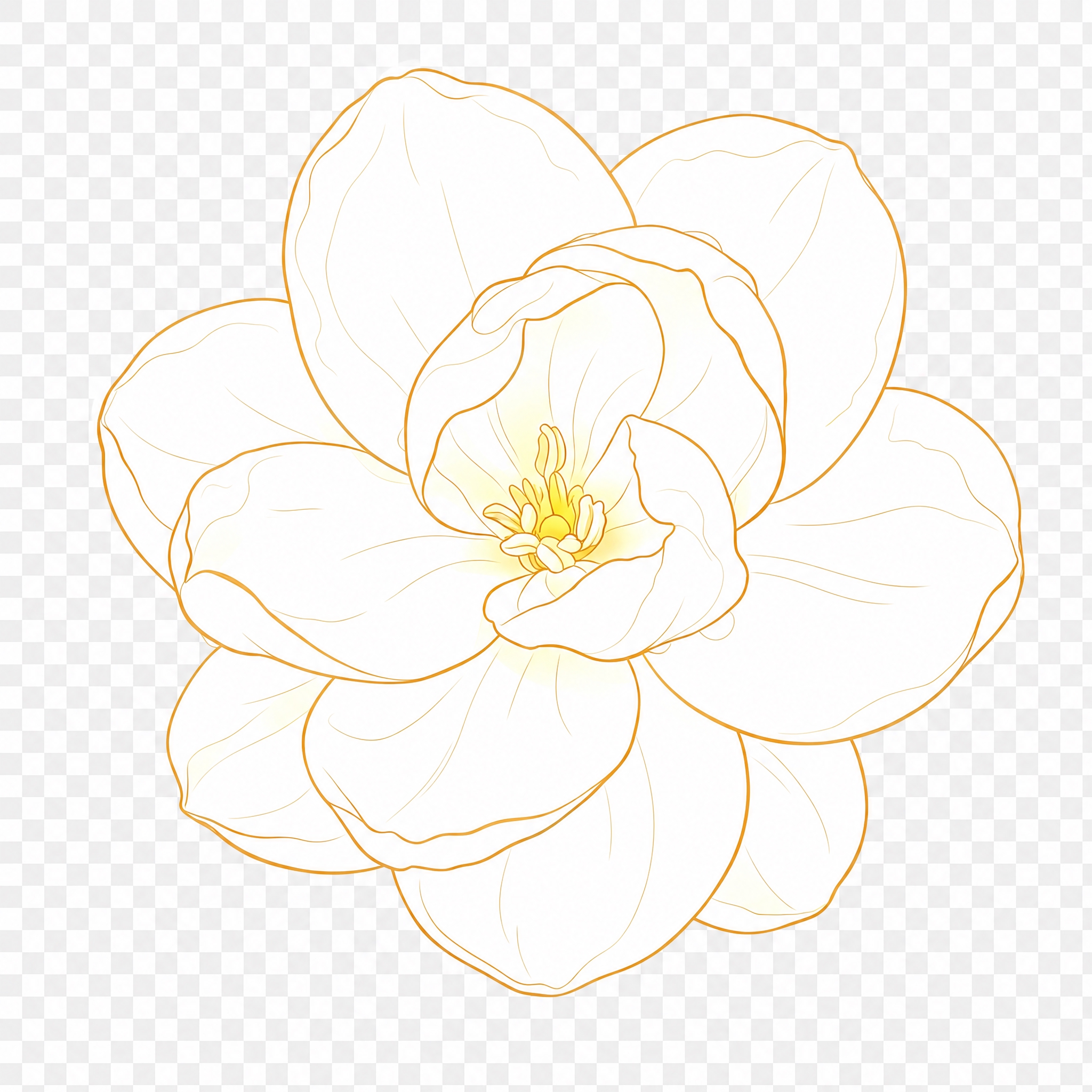 将图片中的花朵完整抠出，去除白色背景，保留花朵的金色描边线条、… - 图片创意预览