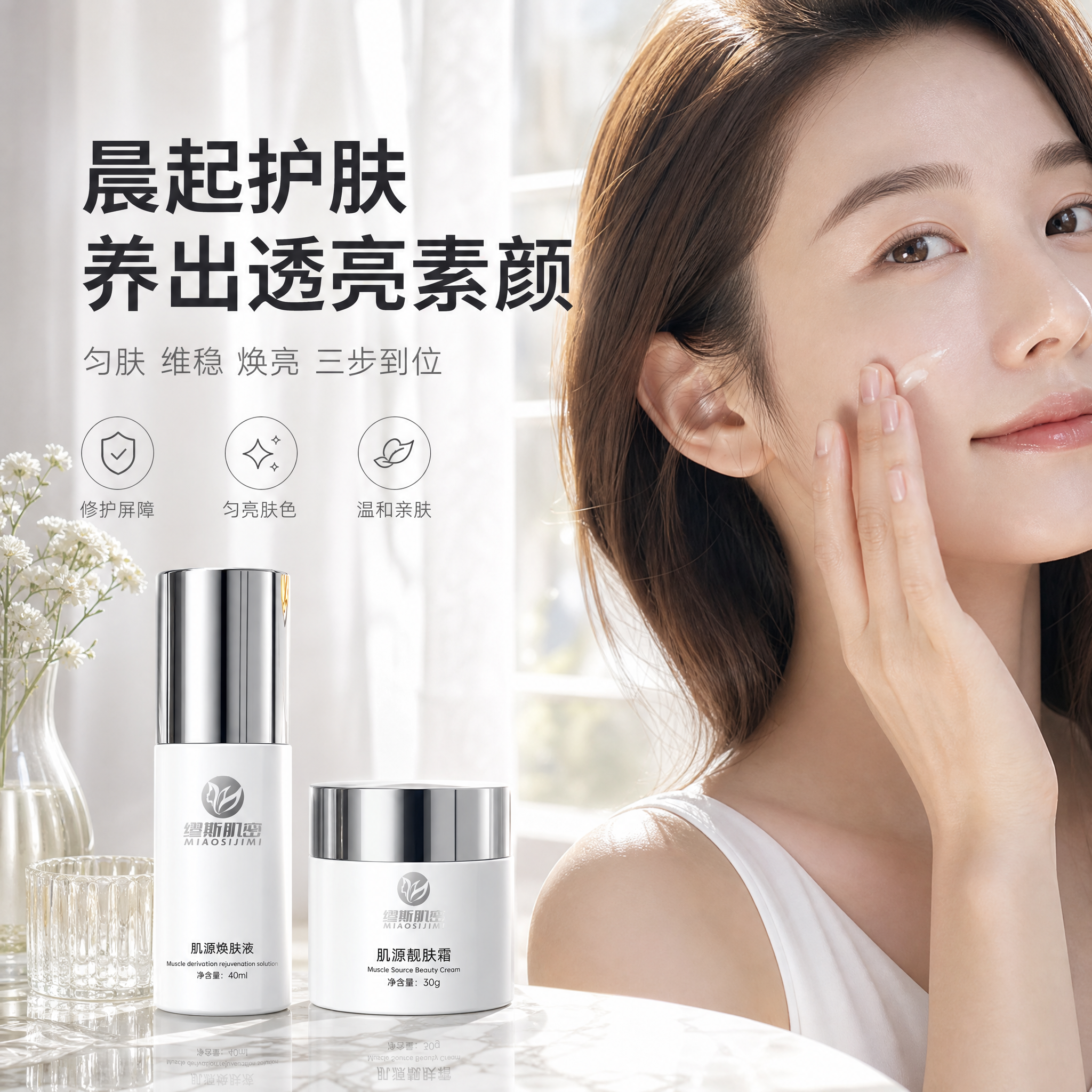 [主图-4] 使用场景与肤感实证，展示女性日常护肤使用场景，呈… - 图片创意预览