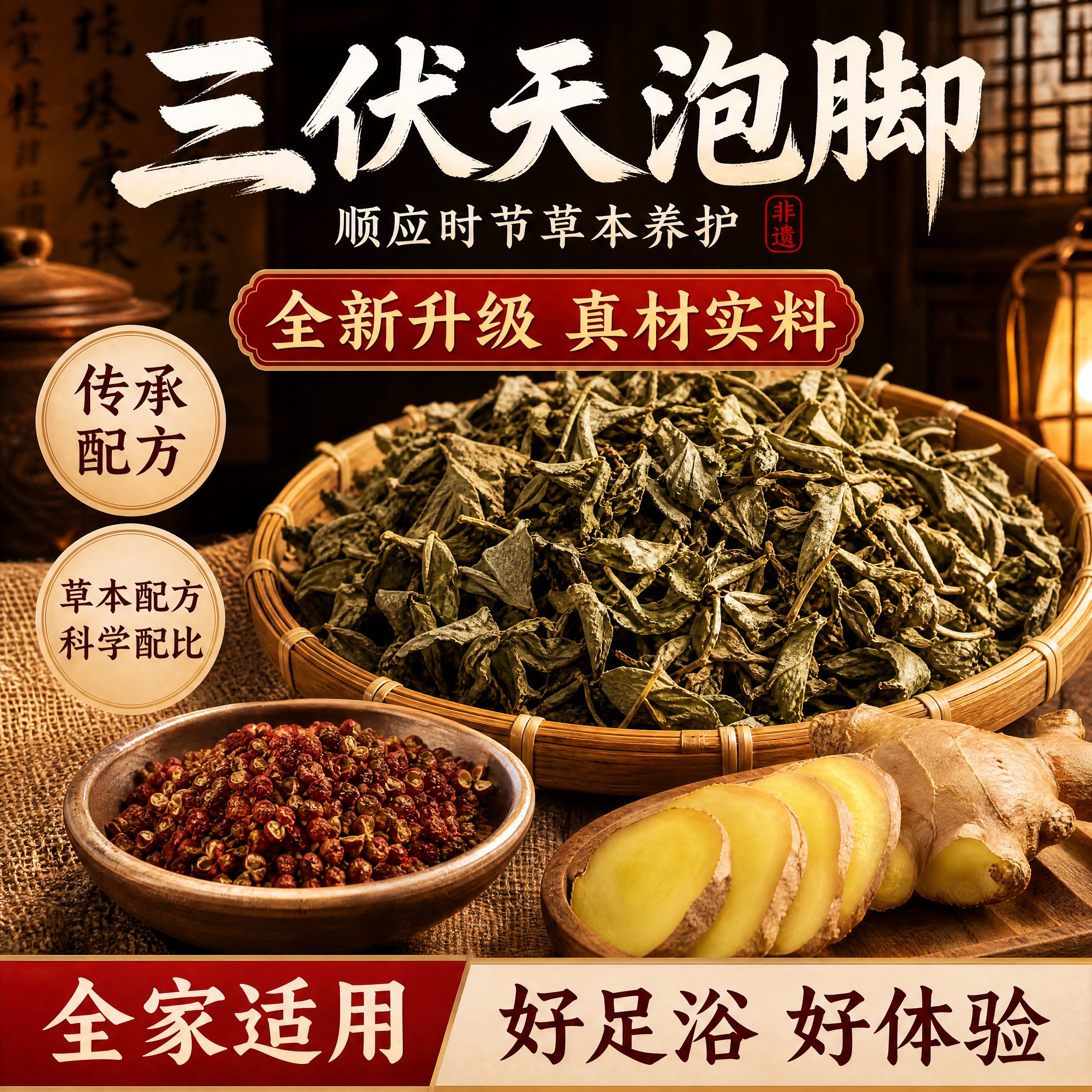 电商主图，1:1正方形，4K高清。产品为济芝梵老北京草本泡脚包… - 图片创意预览