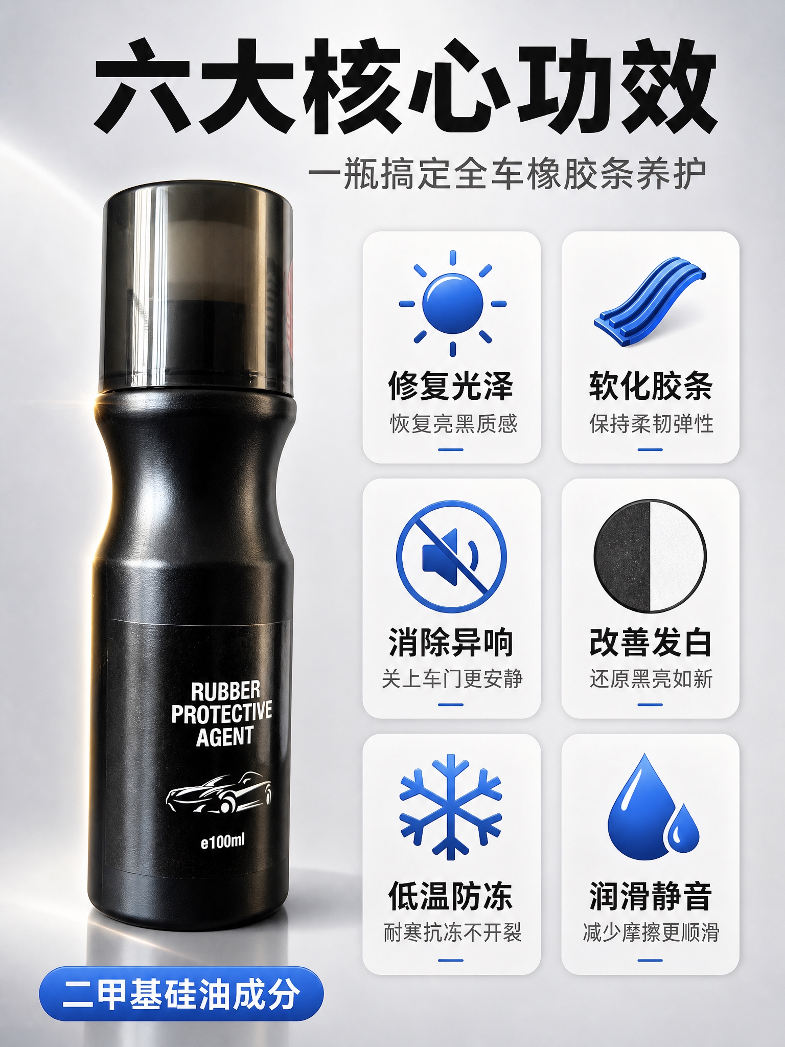 [商品] 使用【图1】黑色瓶装橡胶条养护剂；保留瓶身结构、颜色… - 图片创意预览