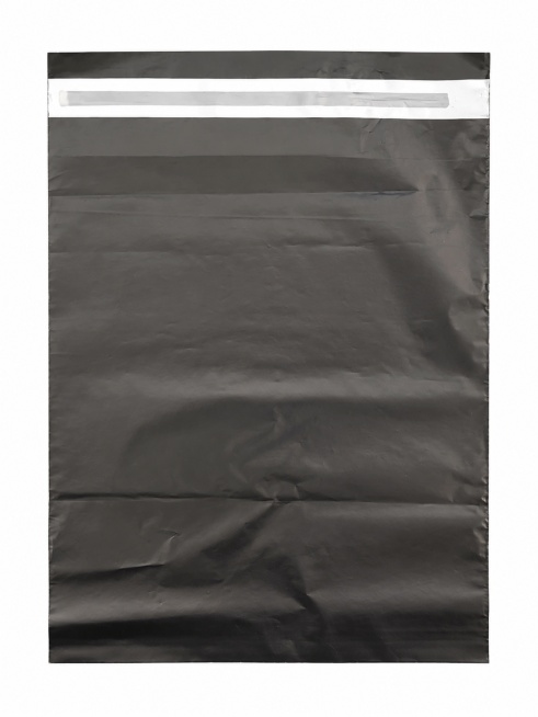 [主图-1] Black poly mailer courier bag on pure white background. Keep the appearance, physical structu预览效果