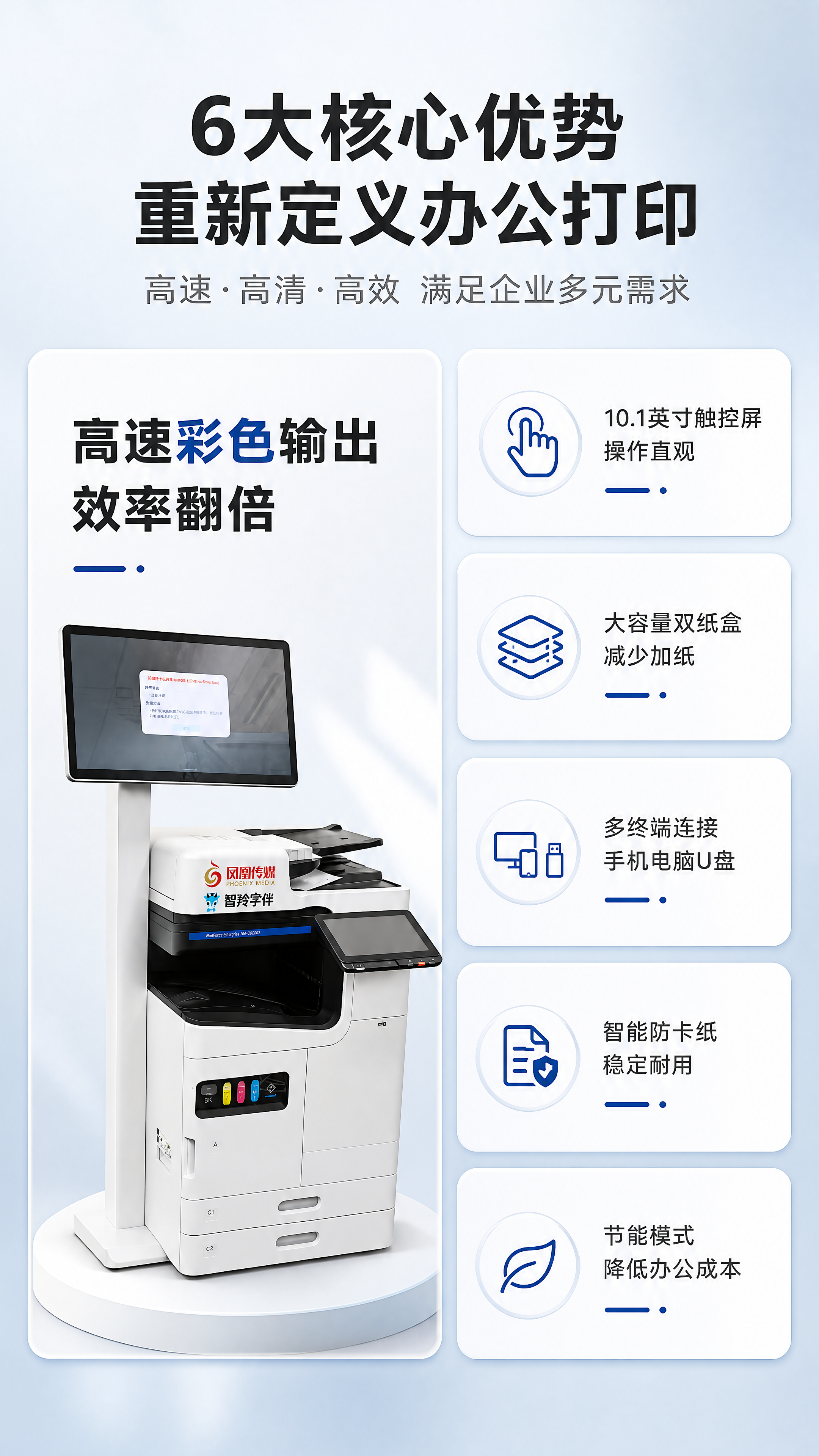 [商品] 使用【图1】智能彩色数码复合机；保留白色机身、黑色操… - 图片创意预览