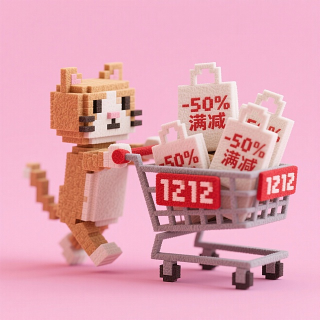 创意毛毡像素风·促销购物元素