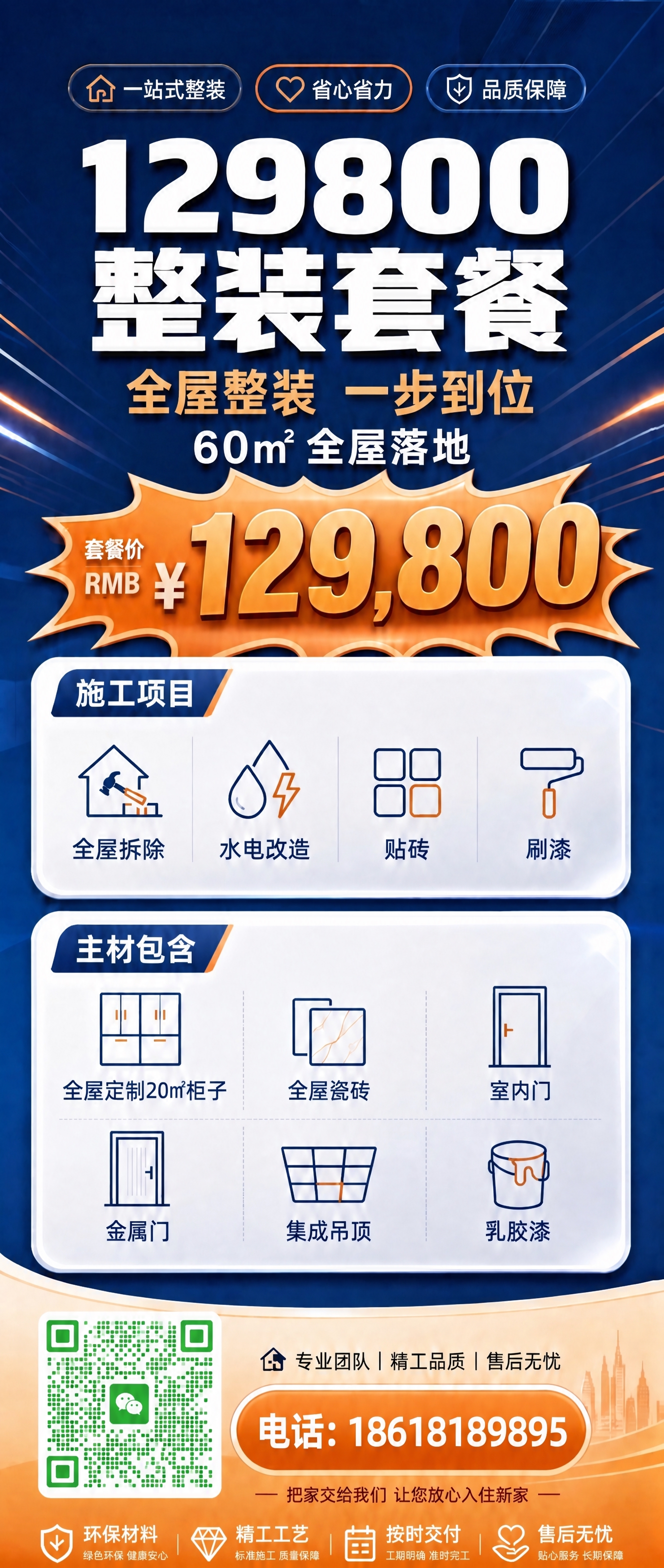 基于这张整装套餐海报进行以下修改： 1. 底部橙色按钮中的"立… - 图片创意预览
