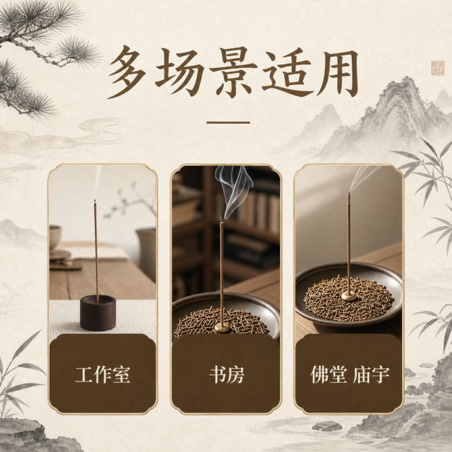 将图片改为清雅新中式风格，带禅意与书卷气，有高级感和留白，主色调整为本草暖褐色，背景改为米白宣纸色，点缀低饱和度松烟墨色，保留所有原文字文案和素材内容。预览效果