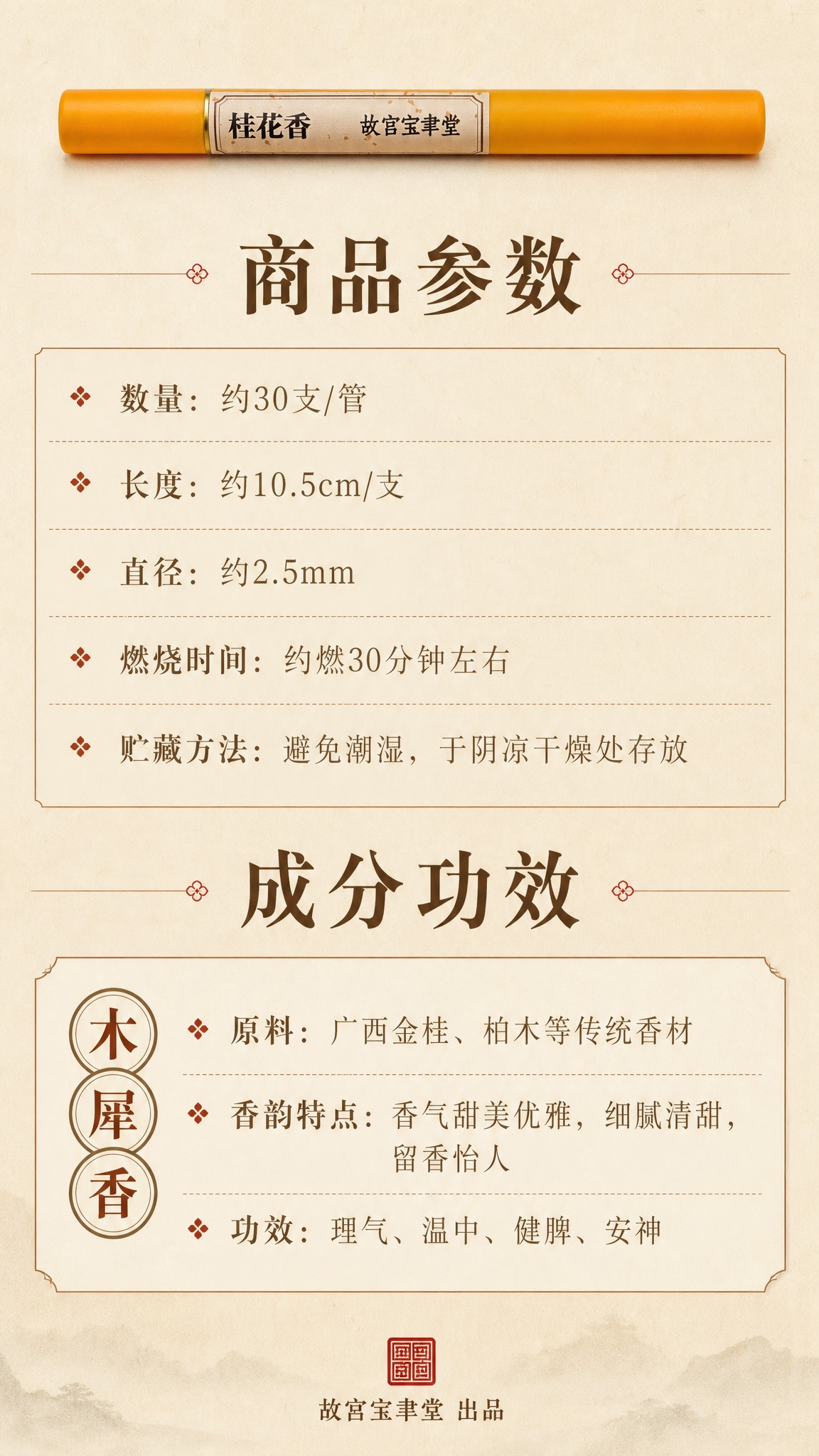 [商品] 使用【图1】橙黄色香管小图置于顶部；保留香管颜色、标… - 图片创意预览