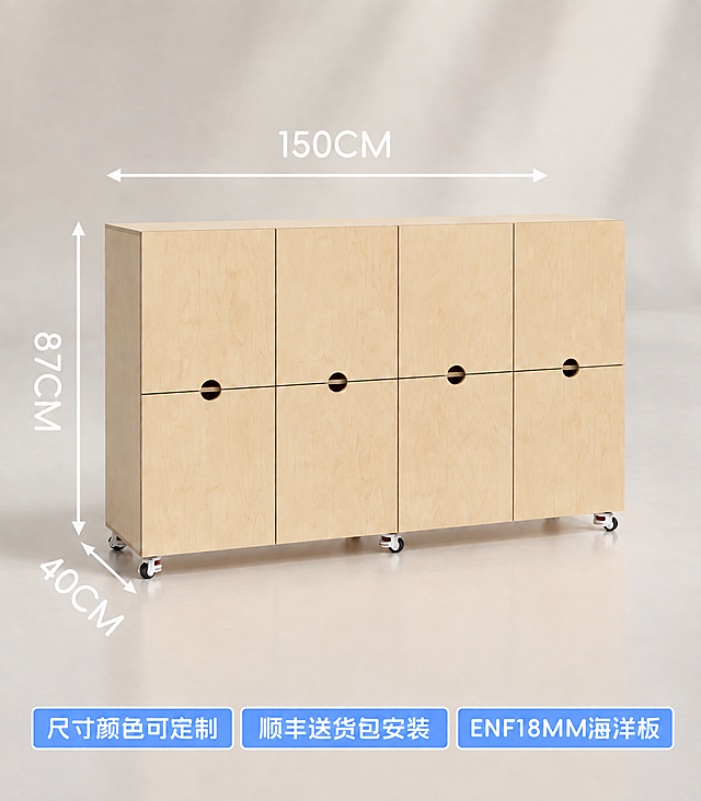将柜子顶部的长度标注文字从160CM修改为150CM，仅修改文字内容，字体、大小、颜色、位置、箭头样式完全保持不变，柜子本身的结构、尺寸、材质、颜色、背景、底部标签、左侧高度标注、左下角深度标注等所有其他内容严格保持原样，不做任何改动