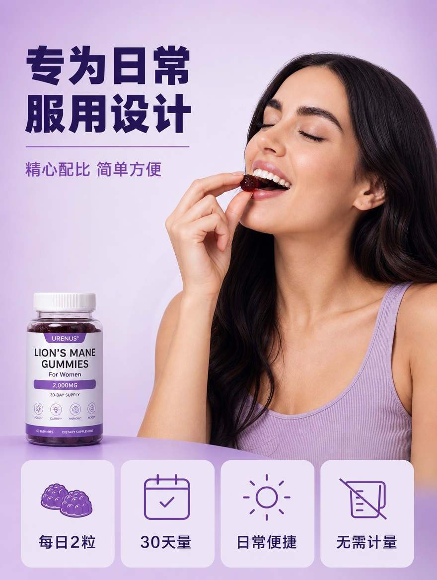[商品] 使用【图6】URENUS猴头菇软糖女性食用场景图；保… - 图片创意预览
