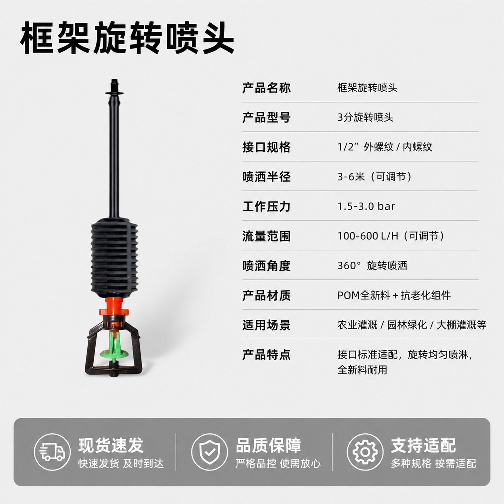 [主图-5] 框架旋转喷头规格参数与产品全家福展示。 [氛围风… - 图片创意预览