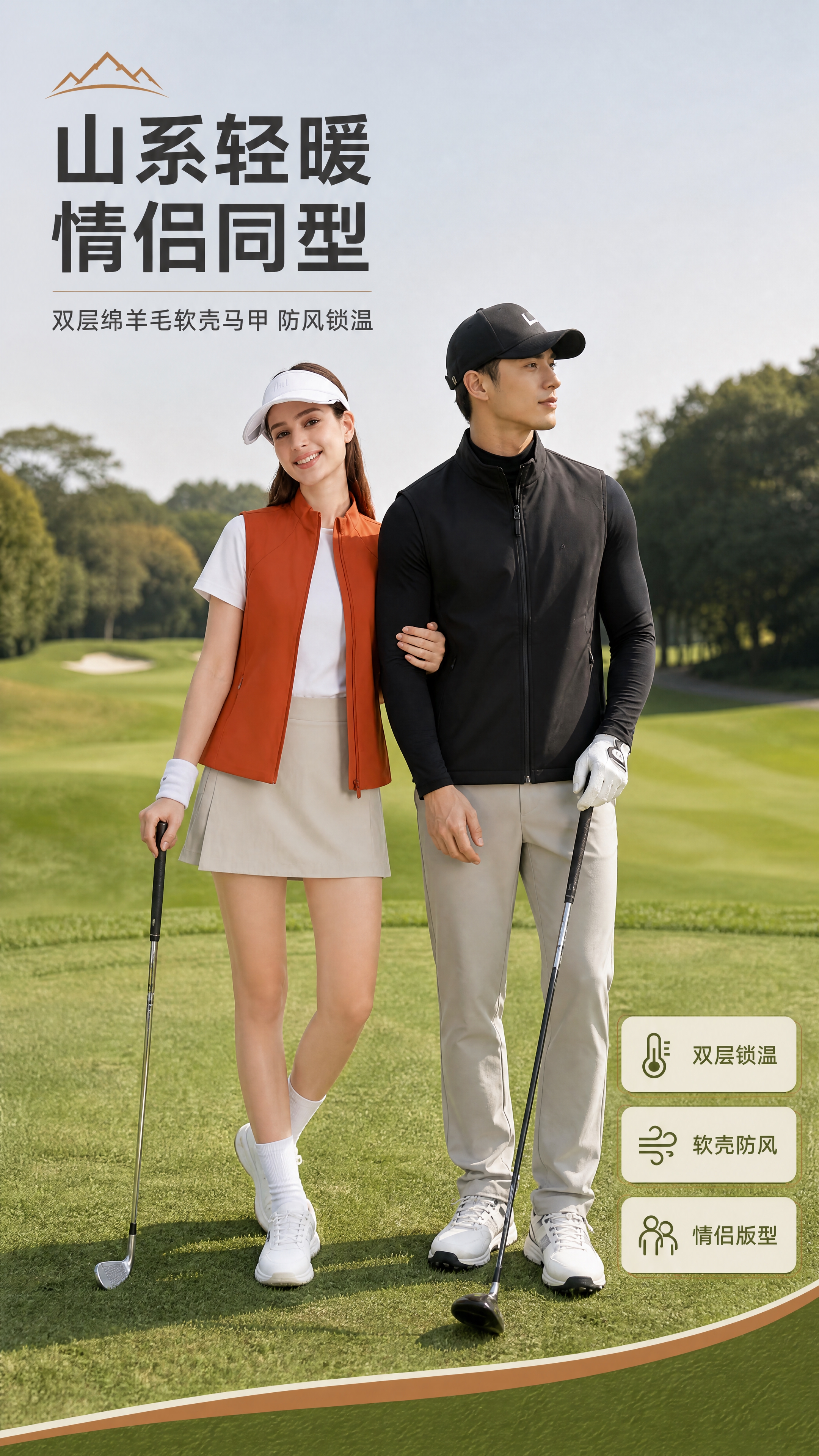 [商品] 使用【图1】女款橘色立领拉链马甲、【图3】男款黑色立… - 图片创意预览