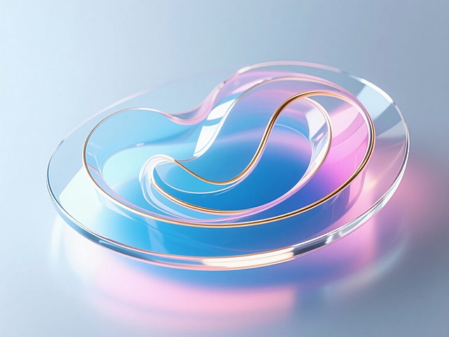 数字艺术，流体线条，波浪设计，有层次感，纯净蓝粉金边渐变，极简构图，平滑流动曲线，柔顺造型，动感十足，通透，丝滑，柔和渐变，简约现代美学，超高清渲染，柔光扩散，高端优雅质感，光泽表面效果，专业平面设计，空间感，大面积留白