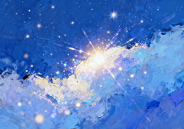 星空与云海交织，3D风渲染出梦幻宇宙，霓虹光晕点缀未来感，科技与艺术融合，营造赛博朋克式虚拟现实奇观。