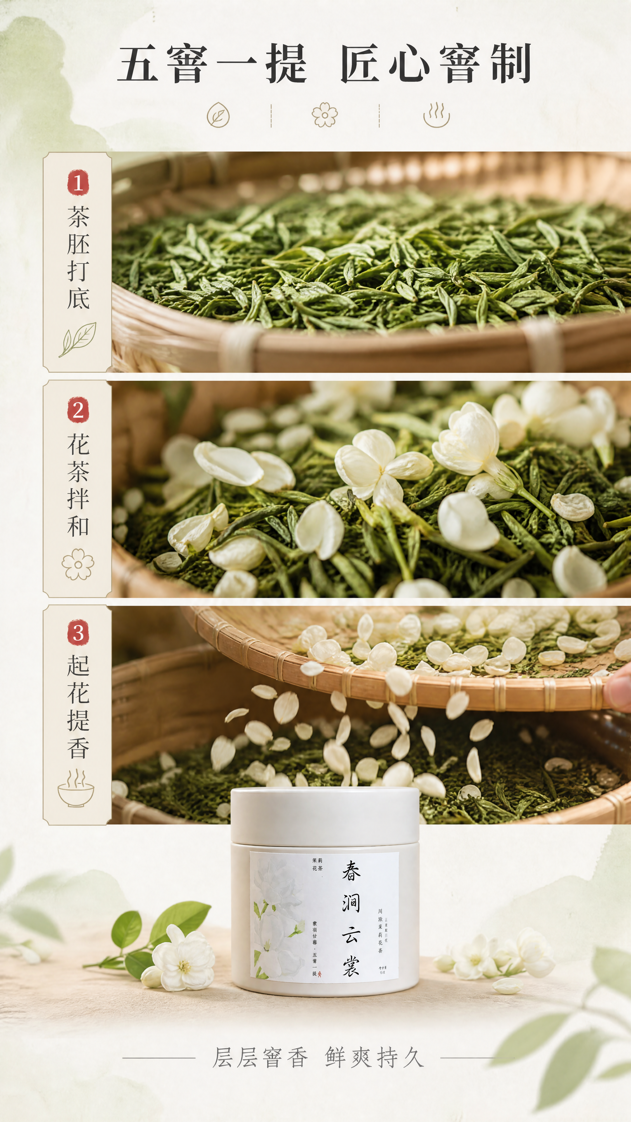 [商品] 使用【图1】春涧云裳白色小罐茉莉花茶正面图；严格保留… - 图片创意预览