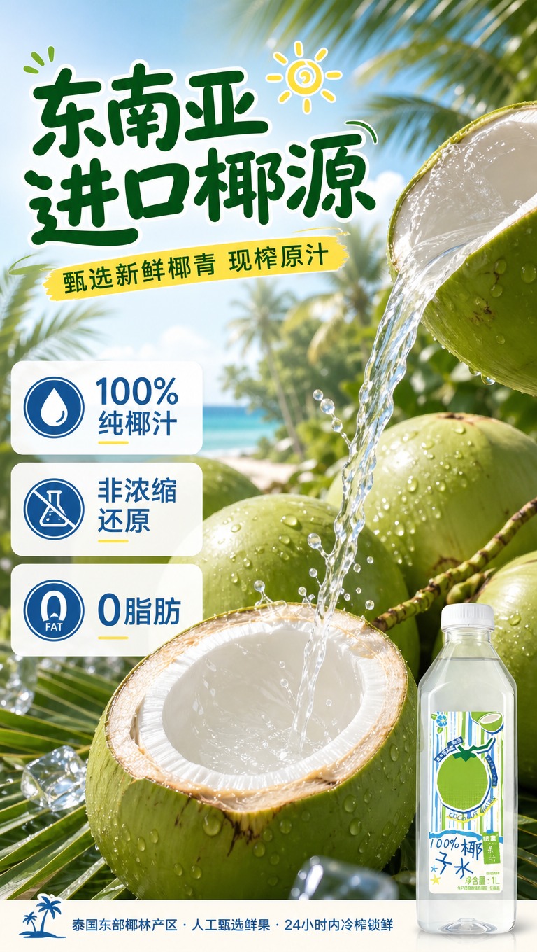 [商品] 使用【图1】统业100%椰子水1L装透明瓶；保留透明… - 图片创意预览