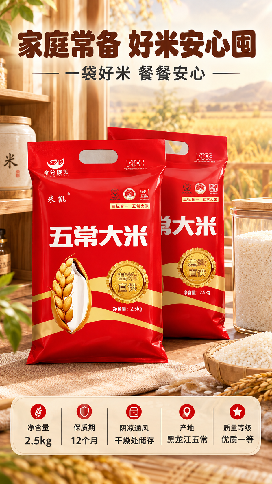 [商品] 使用【图1】食分碗美五常大米红色袋装包装进行图生图；… - 图片创意预览