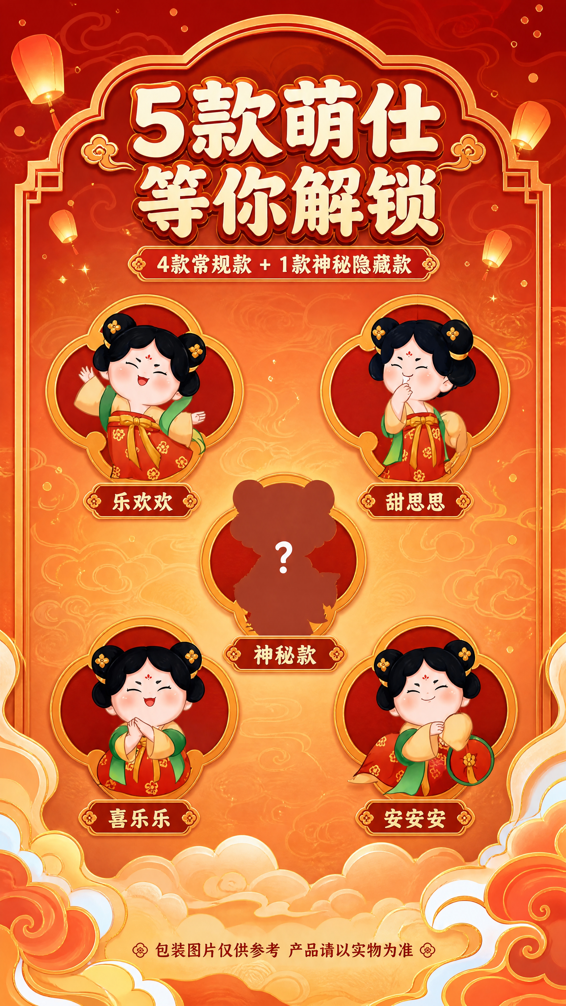 [商品] 使用【图2】唐小主盲盒包装盒背面角色展示图；保留5个… - 图片创意预览