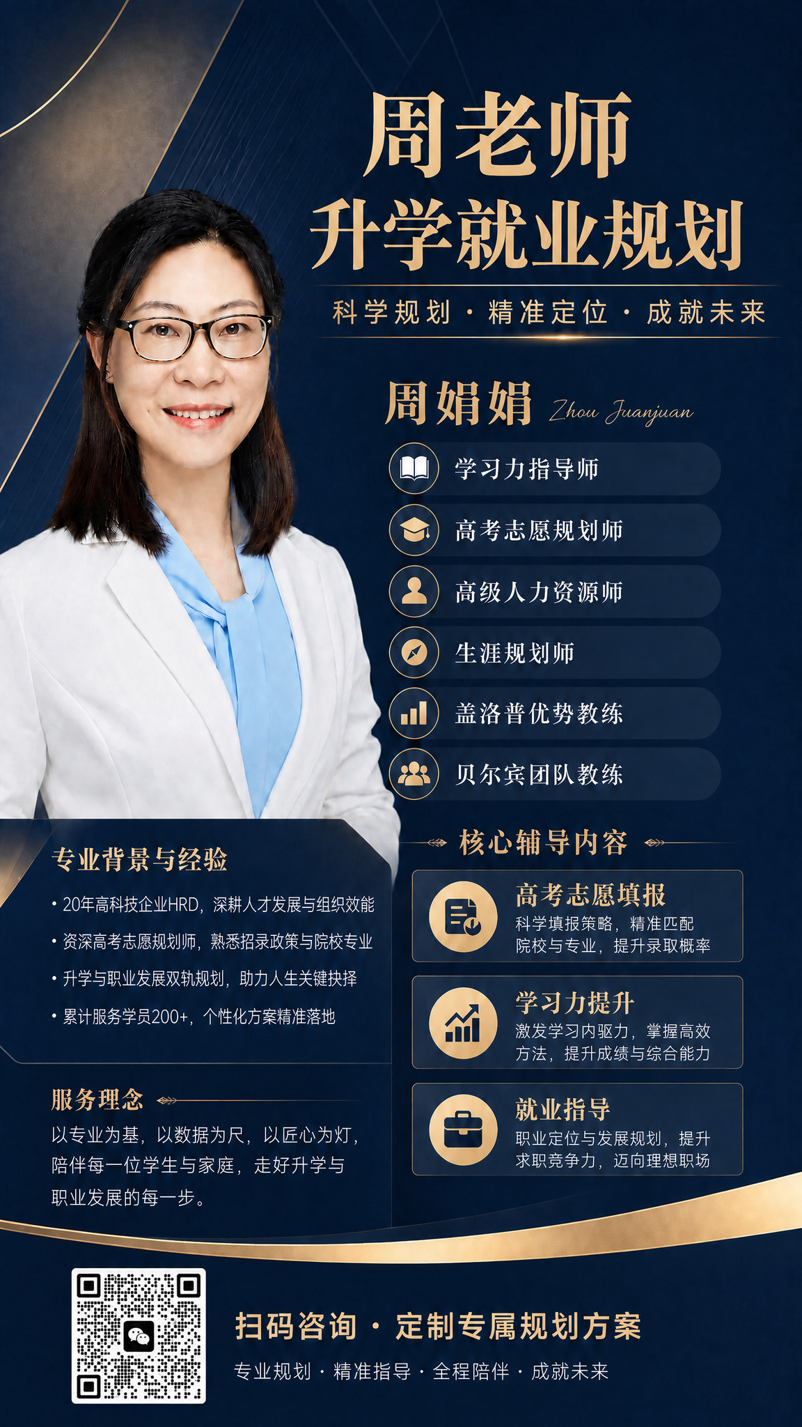 将海报中核心辅导内容的第一个项目标题"高报"修改为"高考志愿填… - 图片创意预览