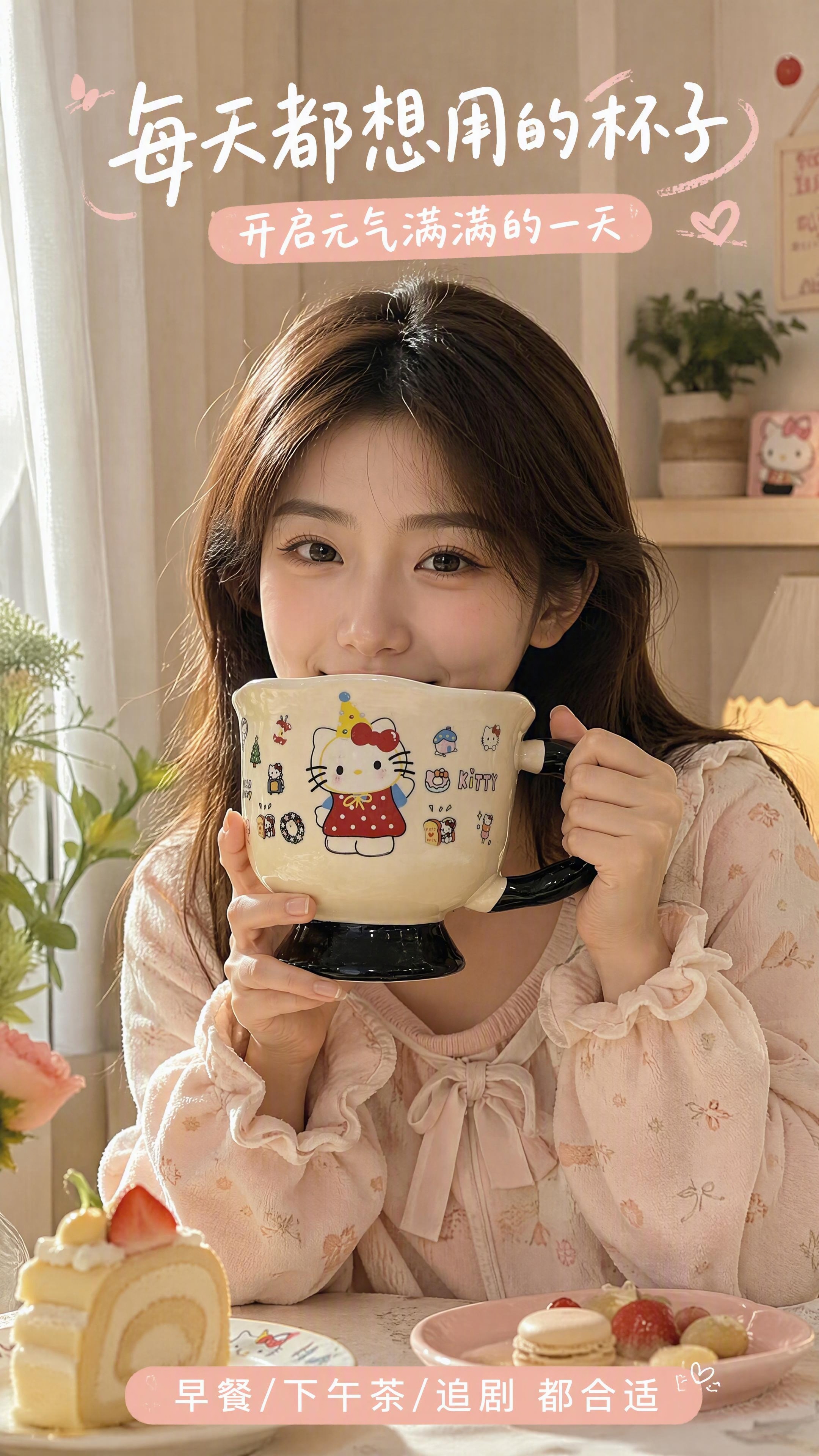 [第5张] 人物使用页 - 女生居家场景手持Hello Kit… - 图片创意预览