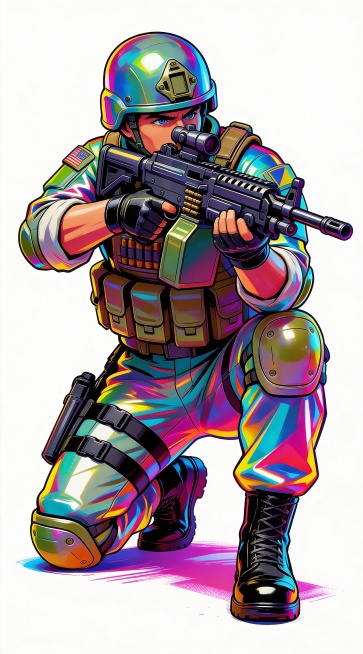 蹲姿的士兵预览效果