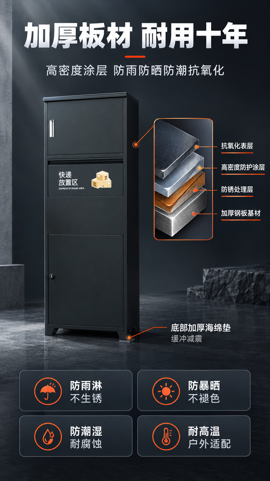 [商品] 使用【图1】黑色家用防盗快递收件柜；保留整体外形、颜… - 图片创意预览